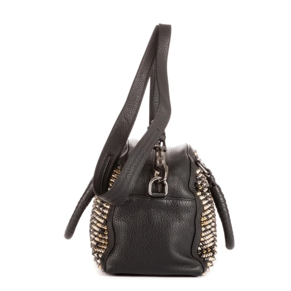 Christian Louboutin Panettone Boston Multicolor Spiked Black Leather Bag